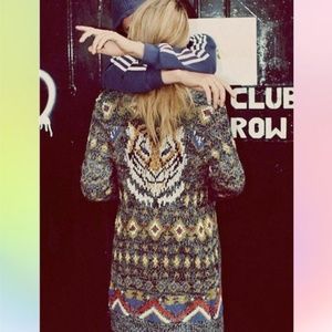 FREE PEOPLE COLLECTABLE Mascot Tiger Wool Cardigan RARE!! XS